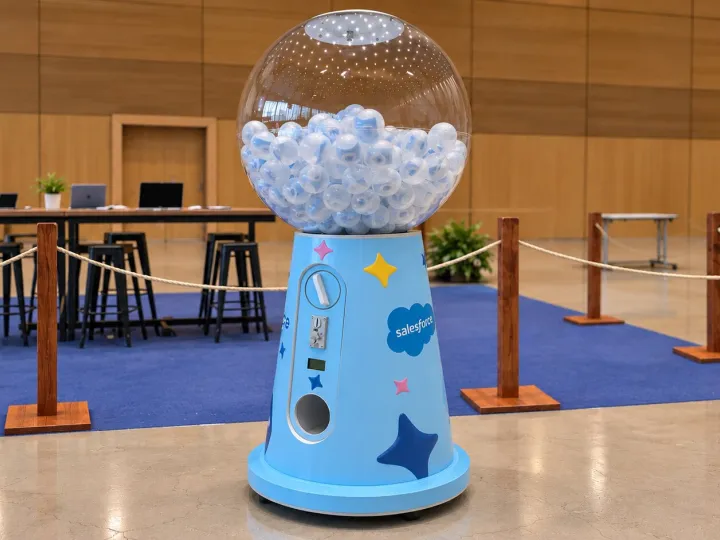 Máquina expendedora de bolas gigante personalizada en un evento