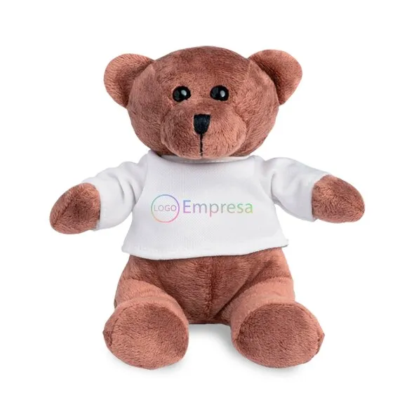 Osito de peluche con camiseta y logotipo de empresa