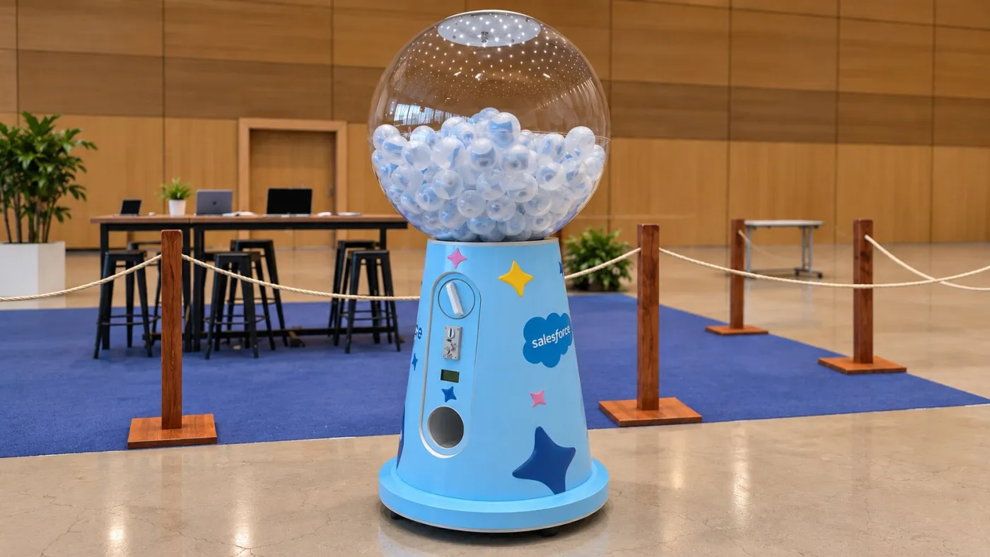 Máquina expendedora de bolas gigante personalizada en un evento